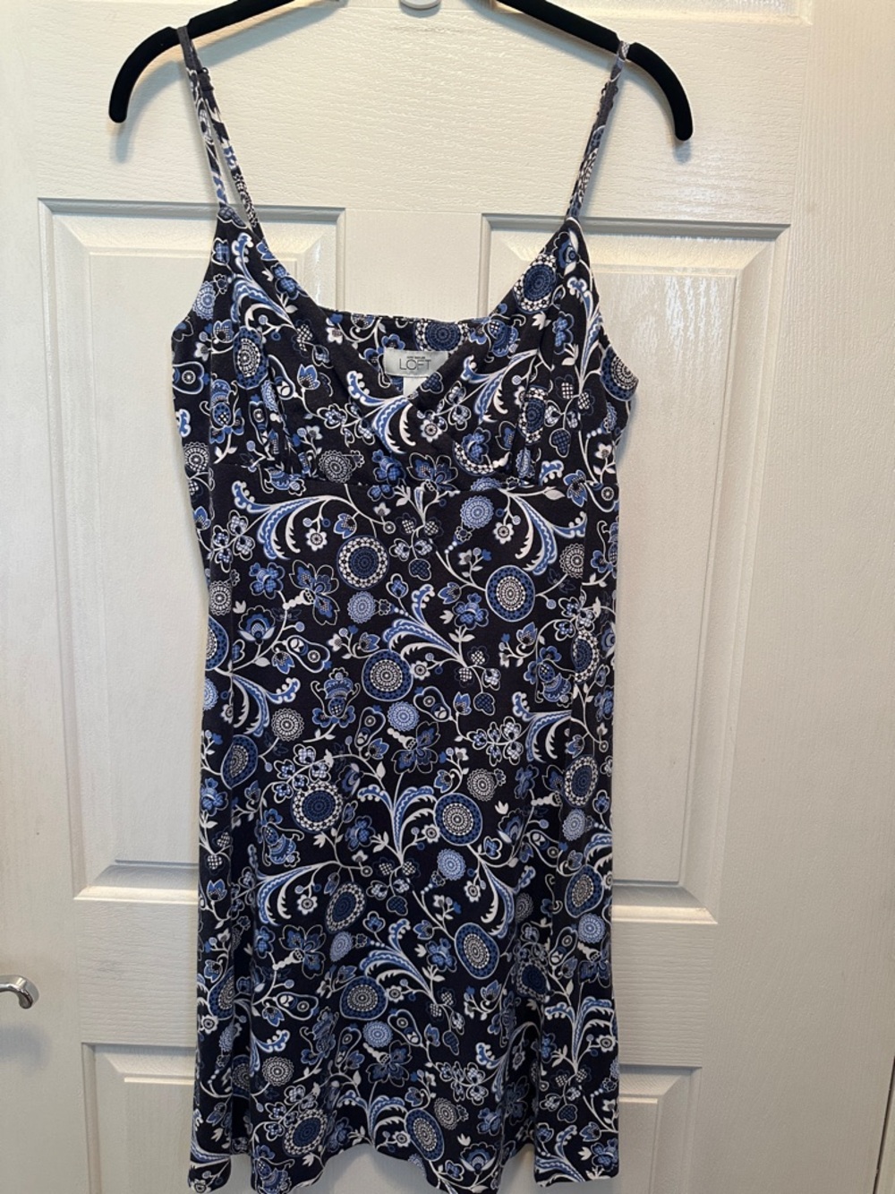 LOFT Blue and White Floral Midi Dress
